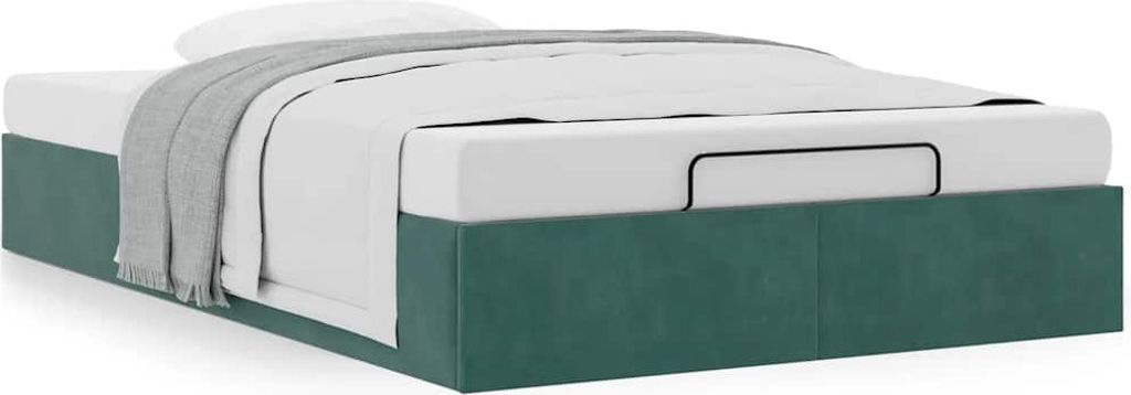 Ottoman-Bett ohne Matratze Dunkelgrün 120x190 cm Samt