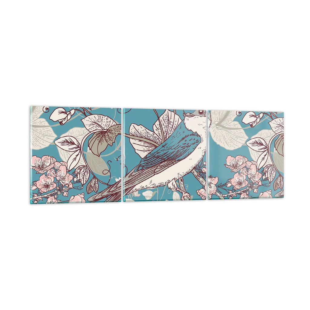 Bilder auf glas - Vogel Baum modern - 150x50cm - Glasbilder - Wandbilder - Kunstdruck - zum Aufhängen bereit - Wanddekoration aus Glas - Glas Bild...