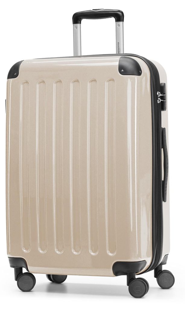 HAUPTSTADTKOFFER - Alex - Hartschalen-Koffer erweiterbarer Trolley glänzende Hartschale Aufgabegepäck Rollkoffer Reisekoffer, 65 cm, 74 Liter,Cha...