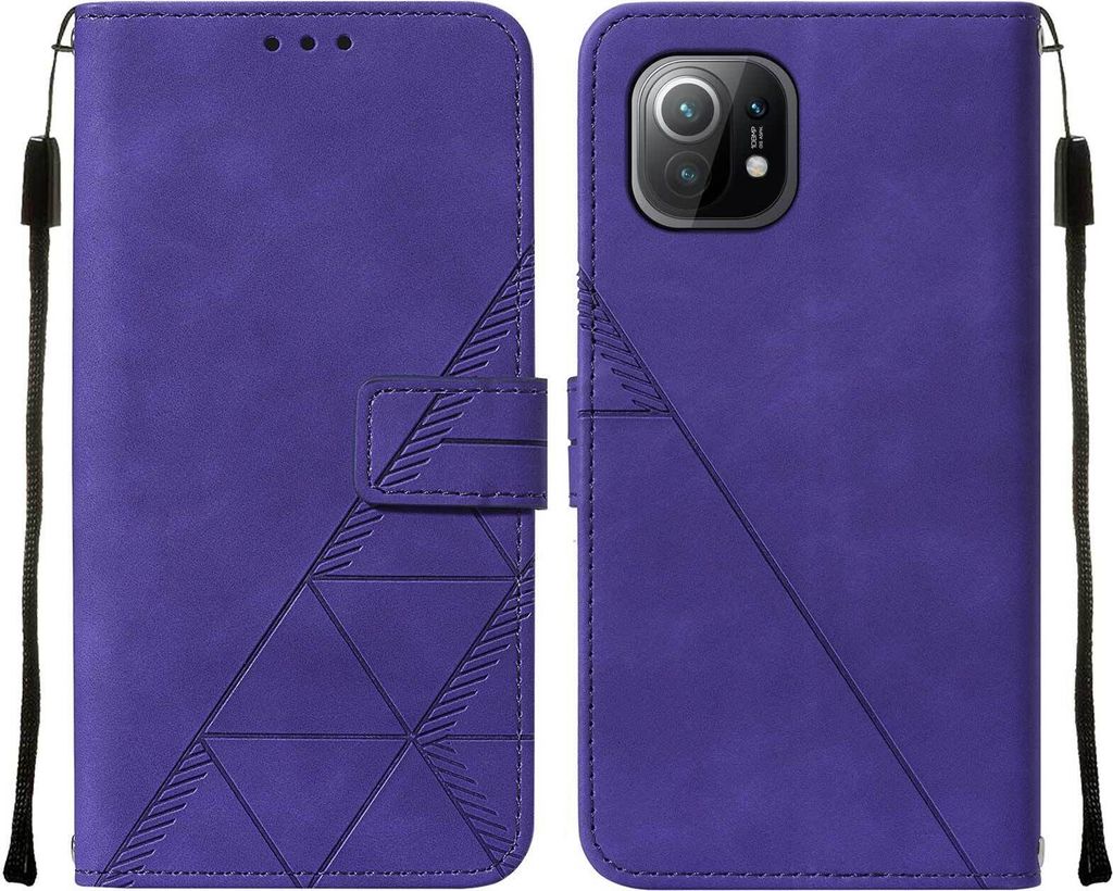 Xiaomi Mi 11 Hülle, Schlank Prägung Flip Leder Kartenfächer Schutzhülle mit Ständer für Xiaomi Mi 11 Lila