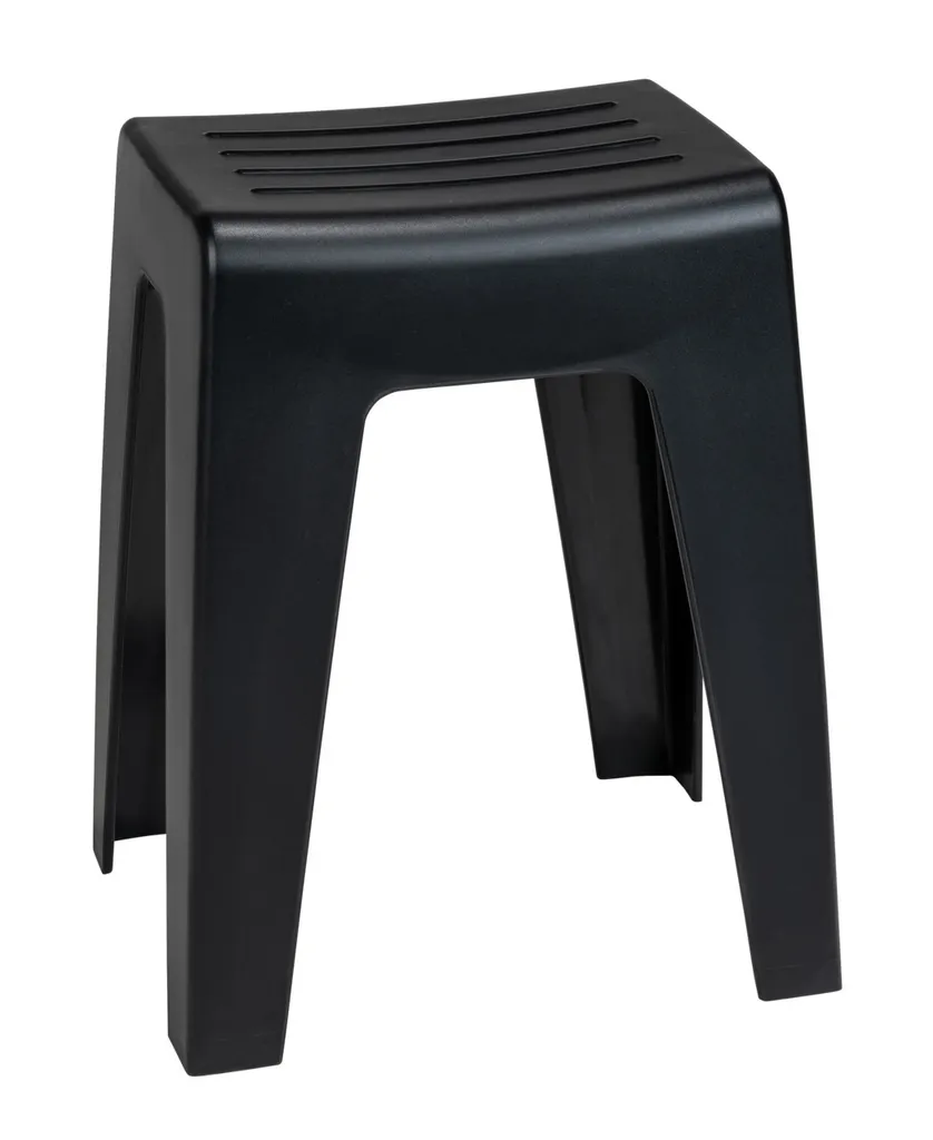 WENKO Sgabello Bagno Kumba Nero: Seduta Robusta in Plastica 120kg