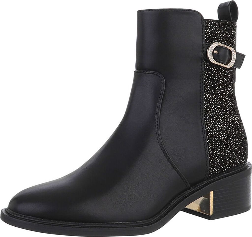 Ital-Design Damen Stiefeletten Klassische Stiefeletten Leicht gefüttert Lederoptik Klassische Stiefeletten 87417622 Schwarz Gr. 39