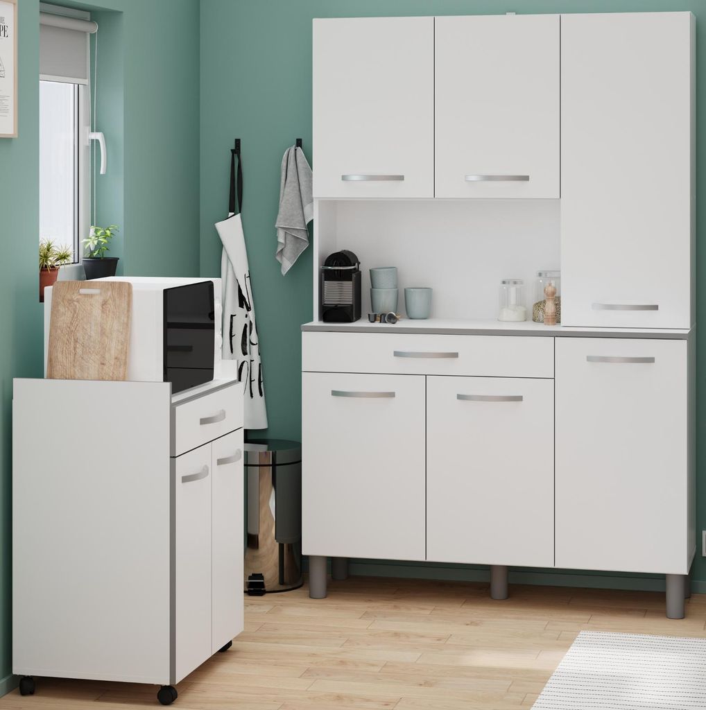 Parisot Küchenschrank Set 2-tlg. "Season1" in weiß und grau Küche Buffet und Mehrzweckschrank