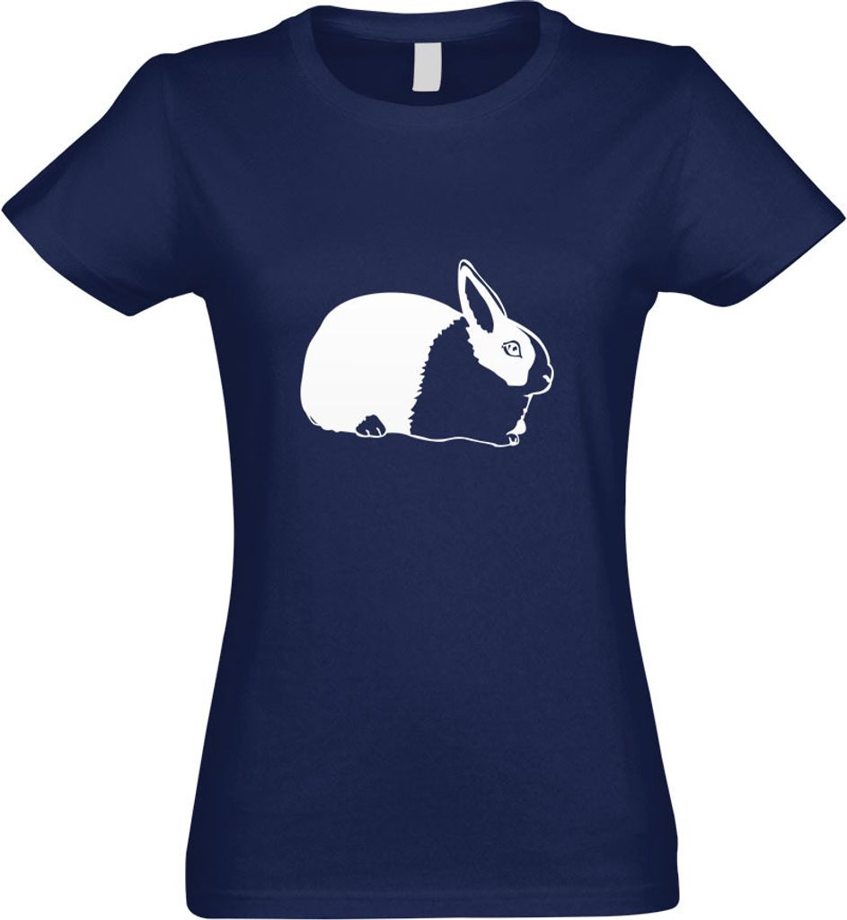 Kiwistar - T-Shirt tailliert - Damen - Navy - Hasen Piktogramm - Häschen - mit Motiv Bedruckt - Funshirt Design - Sport - Freizeit - Damen - XXL