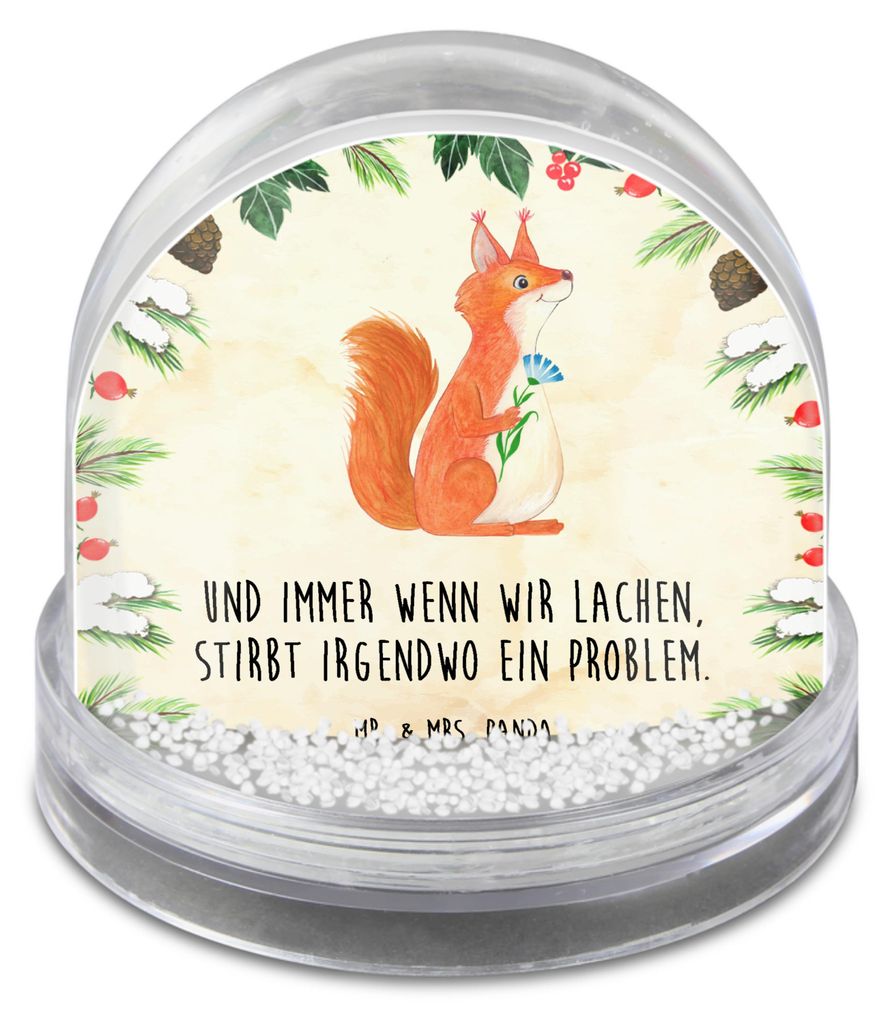 Mr. & Mrs. Panda Schneekugel Weihnachten Eichhörnchen Blume - Naturpapier - Geschenk, Weihnachts, Motivation Sprüche, glücklich Spruch, schnee k...