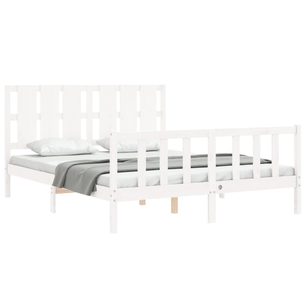 vidaXL Massivholzbett ohne Matratze Weiß 160x200 Kiefernholz
