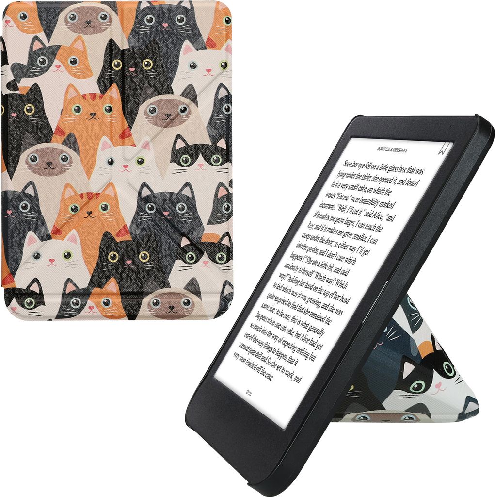 kwmobile Schutzhülle kompatibel mit Kobo Clara BW / Clara Colour / Tolino Shine (5) / Shine Color - Hülle Kunstleder - eReader Cover Case - Katzen
