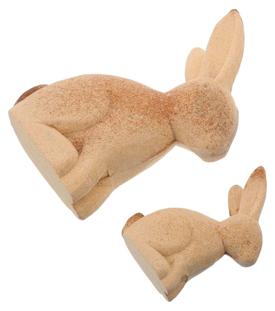 2 Stück Selbstgemachte Osterhasen Holzornamente Unbemalte 3D Hasen Tischdekoration aus Robustem Holz Vielseitige Hasenskulpturen für Wohnraum und...