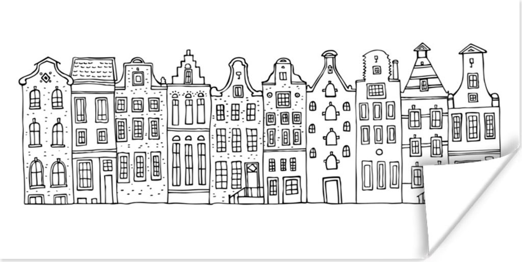 MuchoWow Poster Haus - Amsterdam - Schwarz - Weiß 160x80 cm - Foto Poster