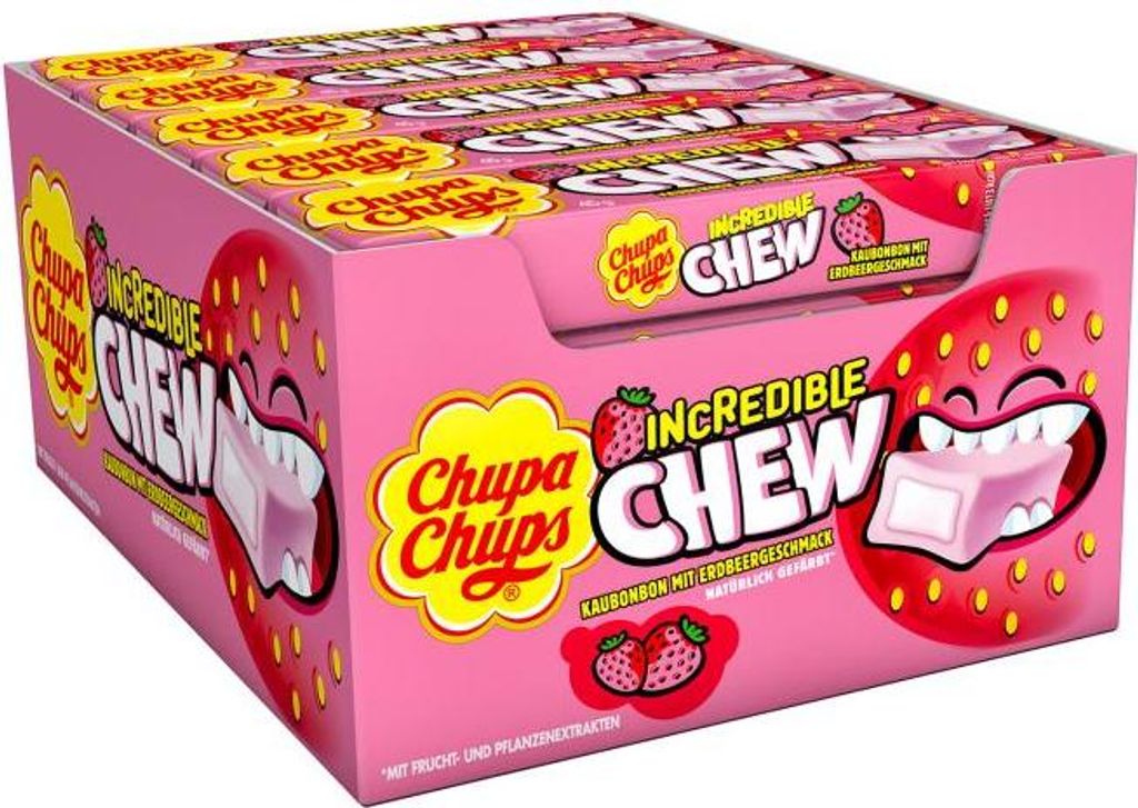 Chupa Chups Incredible Chew Kaubonbons mit Erdbeergeschmack Produktbild 