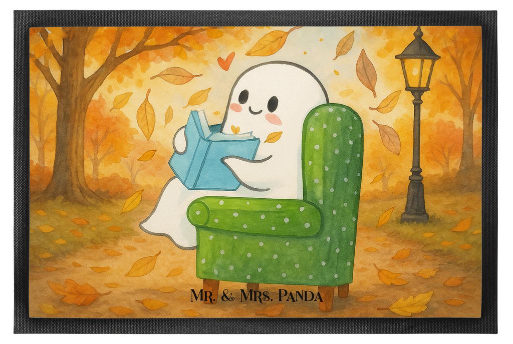 Mr. & Mrs. Panda Schmutzmatte Gespenst Buch Design 40 x 60 cm - Weiß - Geschenk, Schuhabstreifer, Gemütlich, fußmatte, Bodenvorleger, Fussmatte,...