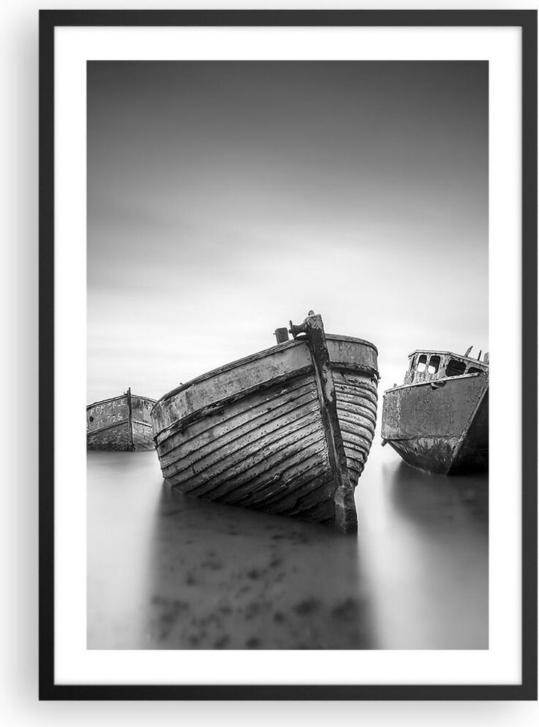 Gerahmtes Poster - Schwarzer Rahmen - £ódŸ Wrack Schiff - 50x70 cm - Wand Bild - Wanddeko - Wandbilder - Kunstposter - Wandposter - Bilderrahmen...