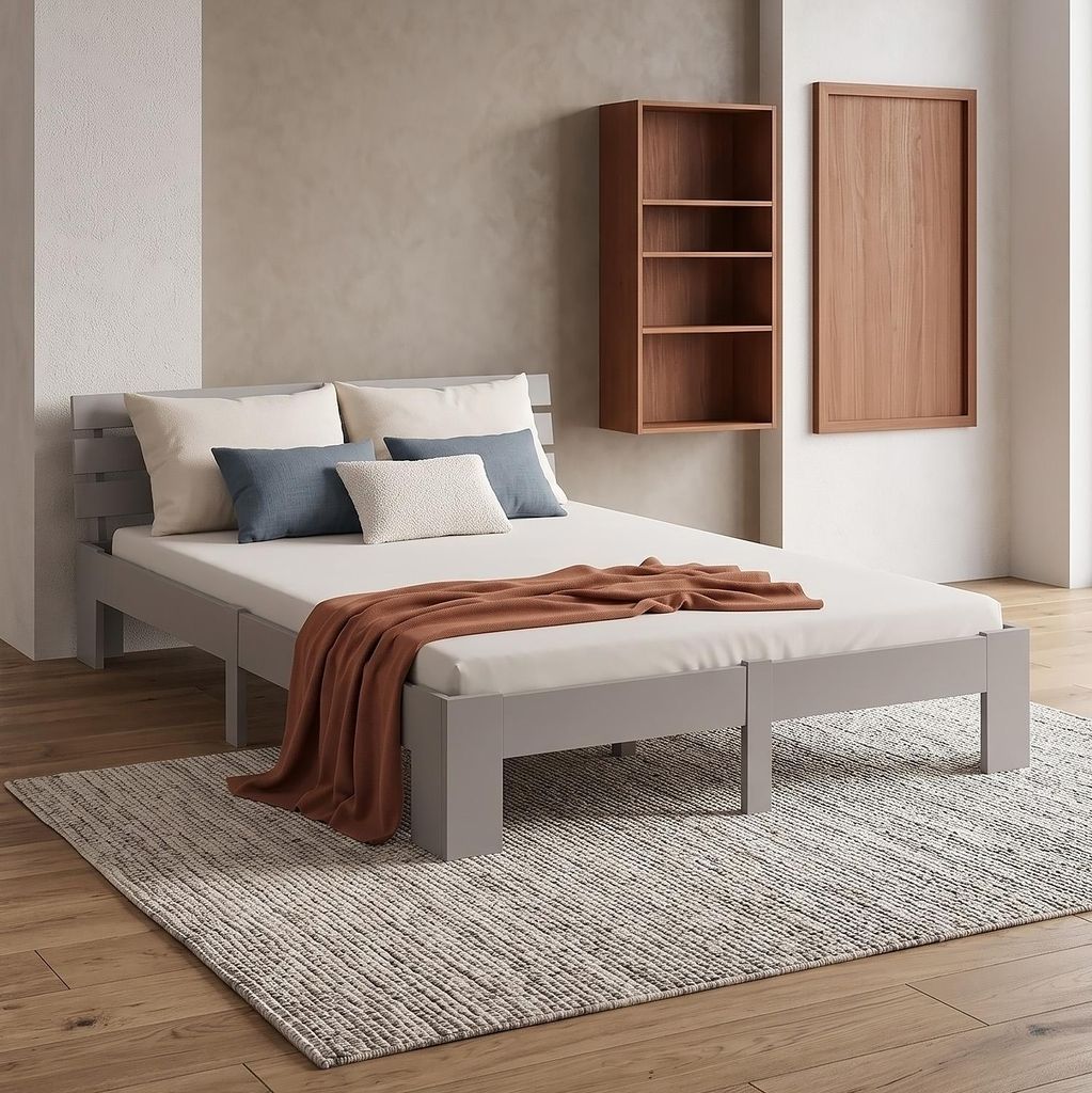 Homestyle4u Holzbett 140x200 mit Lattenrost mit Matratze Produktbild 