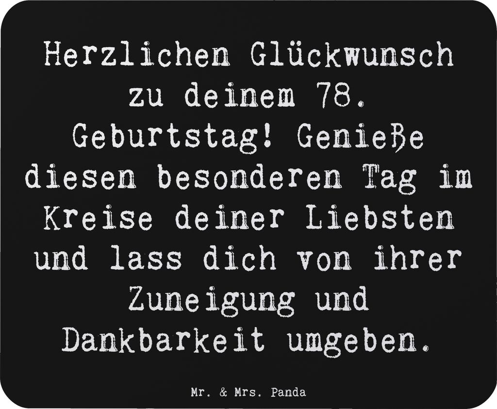 Mr. & Mrs. Panda Mouse Pad Spruch 78. Geburtstag - Schwarz - Geschenk, handgefertigte Geschenke, liebevolle Details, persönliche Geschenkideen, Ha...
