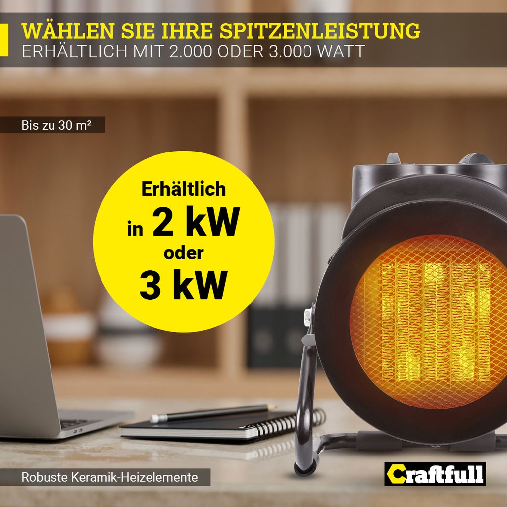 Craftfull Keramik-Heizlüfter HL1000 | 2000-3000 Watt - Produktbild 3