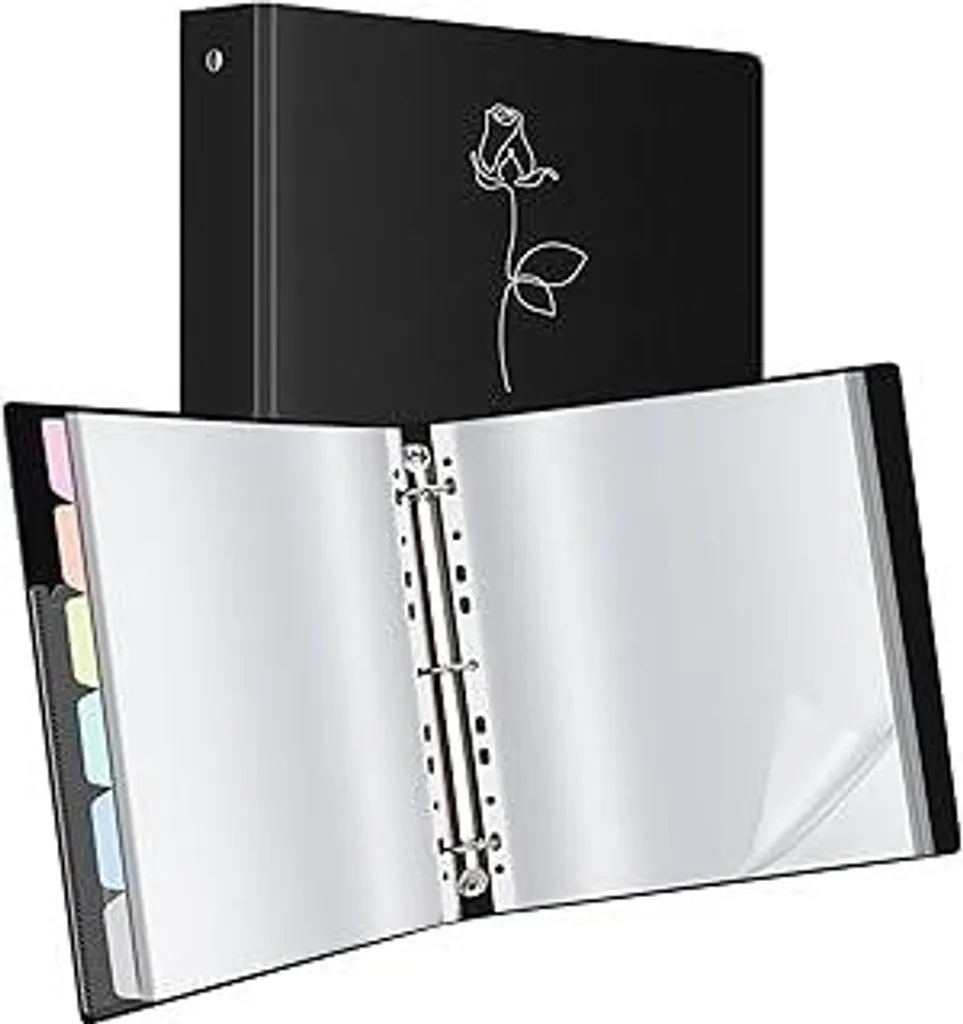 Organizer Documenti Elegante Uquelic A4 Nero con Rose Argentate