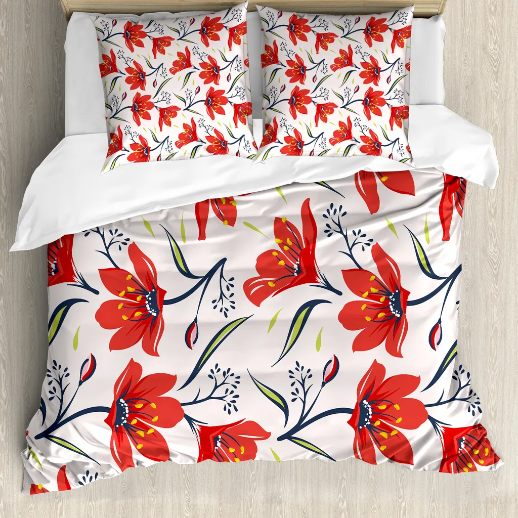 Copripiumino ABAKUHAUS 155x220 Antiallergico - Microfibra Tulipani
