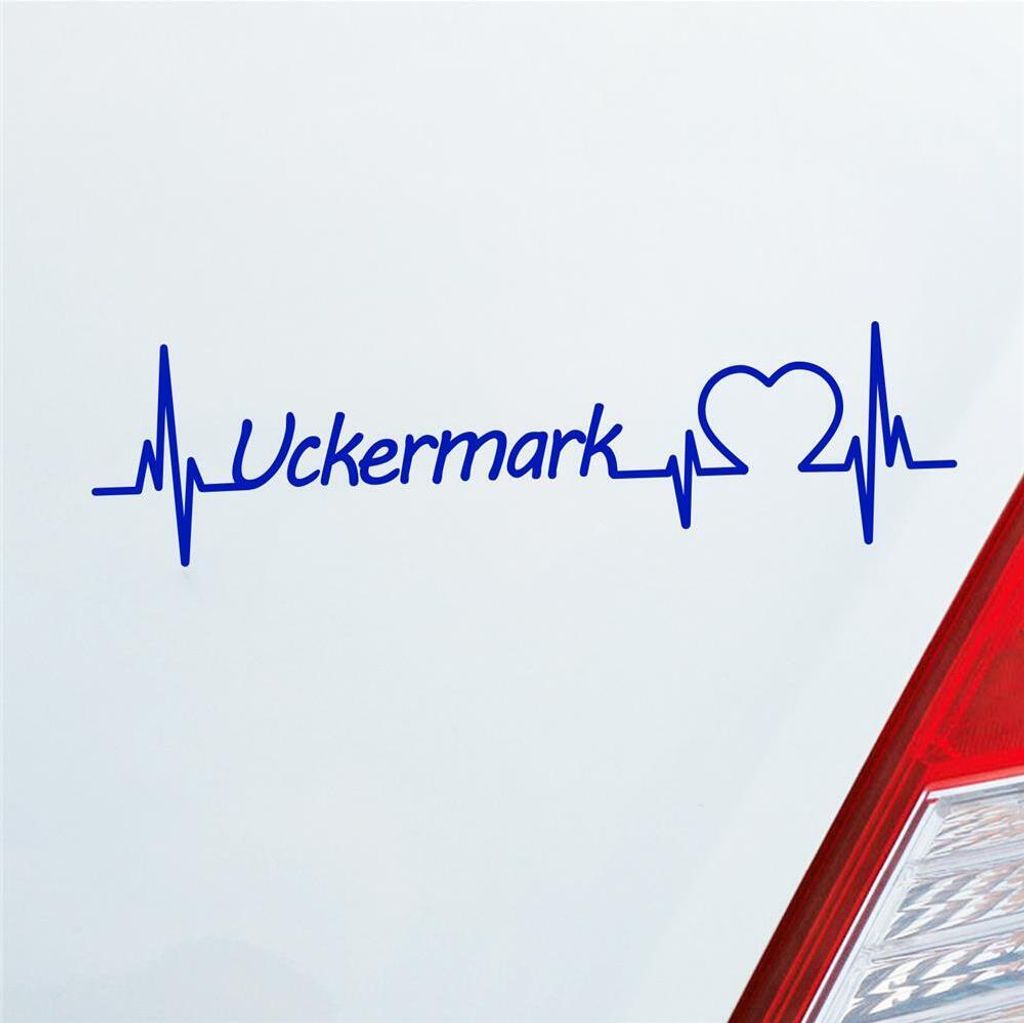Auto Aufkleber Uckermark Puls Herzschlag mit Ferien Region Motiv 19x5 cm Dunkelblau Sticker Heckscheibenaufkleber