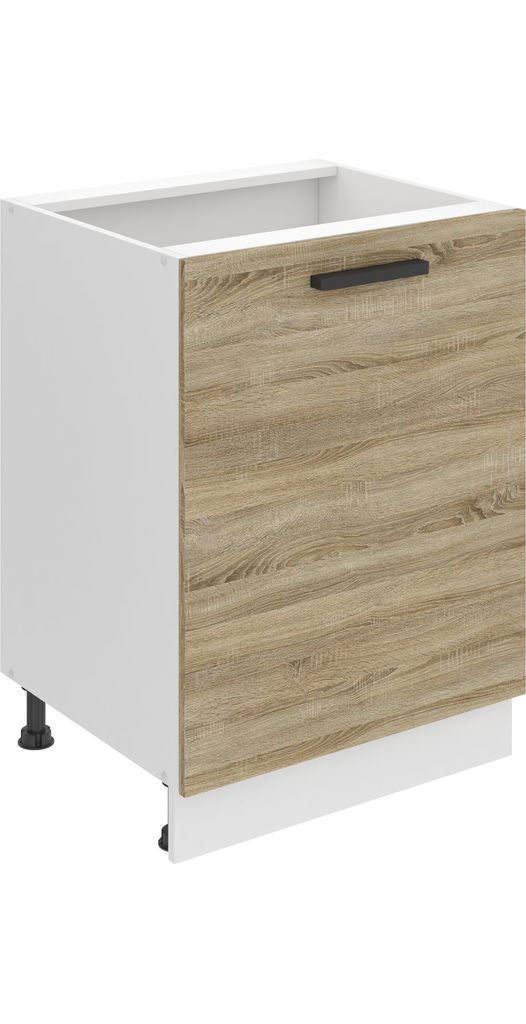 Belini Unterschrank Küche, Küchenunterschrank 60 cm Breite. SD Küchenunterschrank ohne Arbeitsplatte. Küchenschrank mit 1 Tür, Sonoma-Eiche