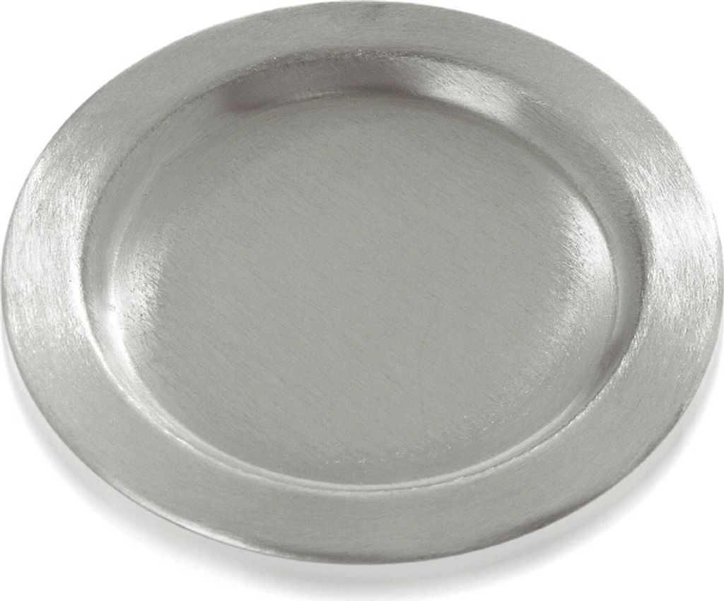 Kerzenteller, Dekoteller Messing vernickelt Silber matt Produktbild 