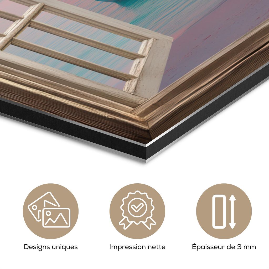 MuchoWow Wanddekoration Metall Metallbild Wandkunst 40x30 cm Durchblick - Strand - Palme - Tropisch MuchoWow Aluminium Gemälde - Dekoration Wohnzi...