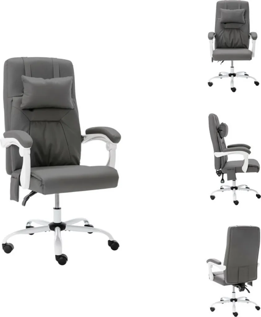 Chaise de bureau de massage Gris pour télétravail confortable 60cm