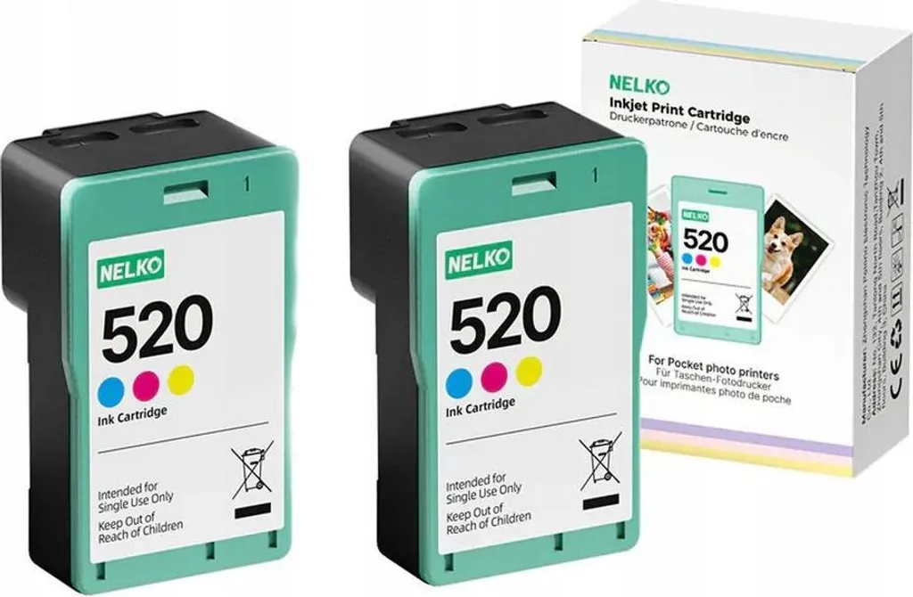 Recharge imprimante photo NELKO PP03 PP01 : Lot de 2 cartouches couleur