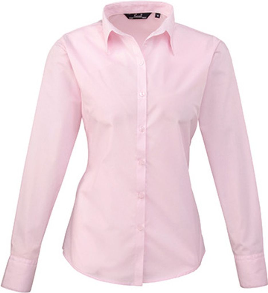 Premier Workwear Damen Popeline Bluse langarm PR300 pink 44 Produktbild 