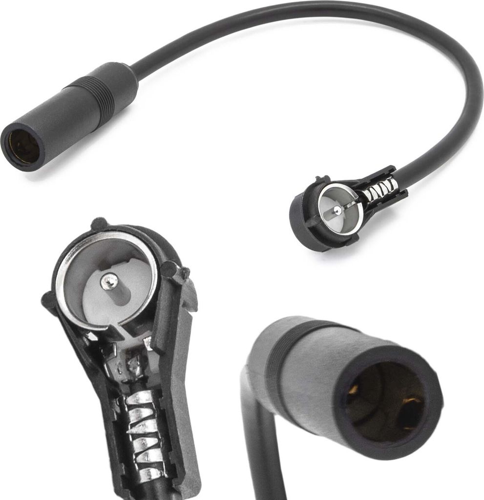 Antennen Verlängerung Auto Radio Kabel 20cm Adapter DIN 150 OHM Winkel Stecker Buchse