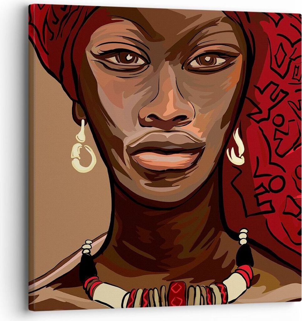 Bild auf Leinwand - Leinwandbild - eine frau afrika - 30x30cm - Wand Bild - Wanddeko - Wandbilder - Leinwanddruck - Bilder - Kunstdruck - Wanddekor...