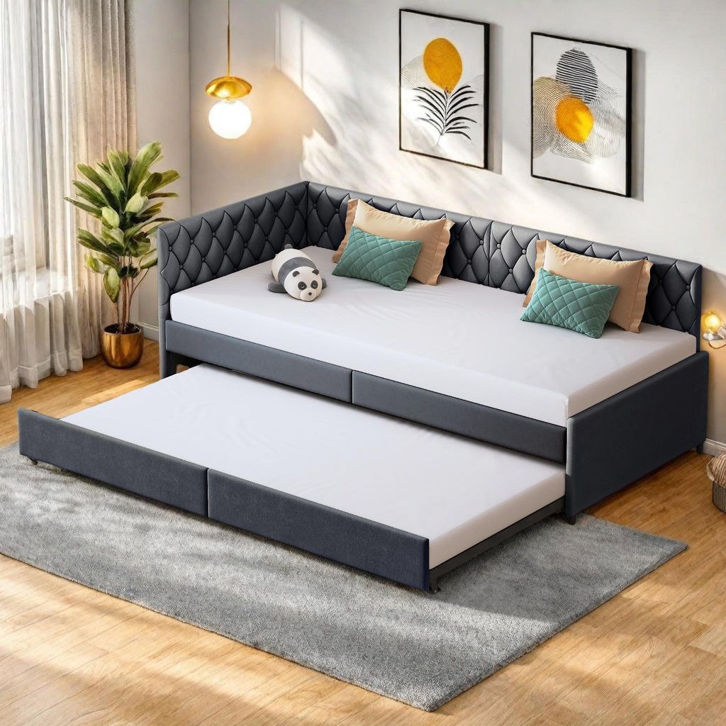 Tagesbett ausziehbar 90x200, Polsterbett Bettgestell mit Produktbild 