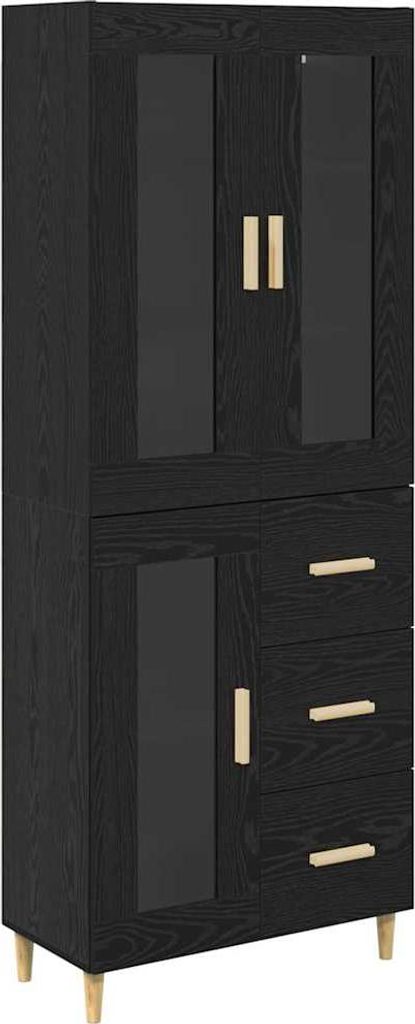 Highboard Schwarz Eichen-Optik 69,5 x 34 x 180 cm Holzwerkstoff