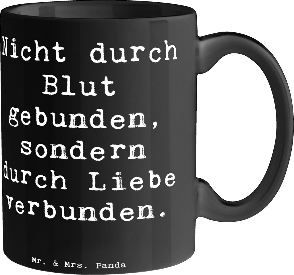Mr. & Mrs. Panda Pott Spruch Adoptivbruder Liebe - Schwarz - Geschenk, Geburtstag, Bindung, Kaffeetasse, Kaffeebecher, Keramiktasse, Zusammenhalt, ...
