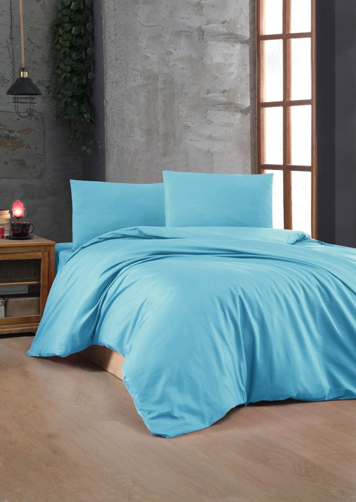 L'Essentiel Linge de Maison, Turquoise, Bettwäsche-Set, Türkis, 100 % BAUMWOLLE RANFORCE, 240 x 220 cm