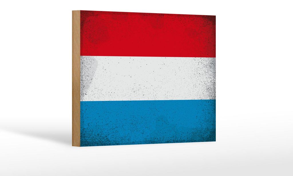 Holzschild Flagge Luxemburg 18x12 cm Luxembourg Vintage Dekoration