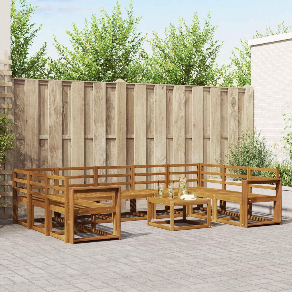 Outdoor-Sofagarnitur - VIDAXL - Terrassen-Sofa - 10 pcs - Natur Massivholz Akazie