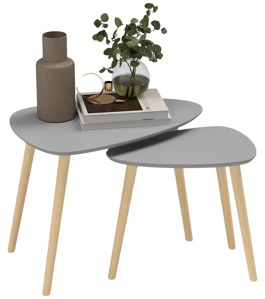 Table basse gigogne style minimaliste scandinave gris clair Loft