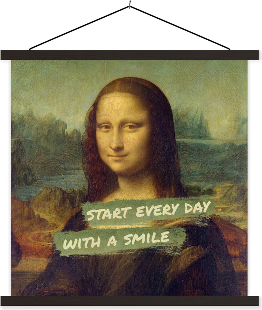 MuchoWow Textilposter Mona Lisa - Zitat - Da Vinci 60x60 cm mit schwarzem Rahmen - Posteraufhänger