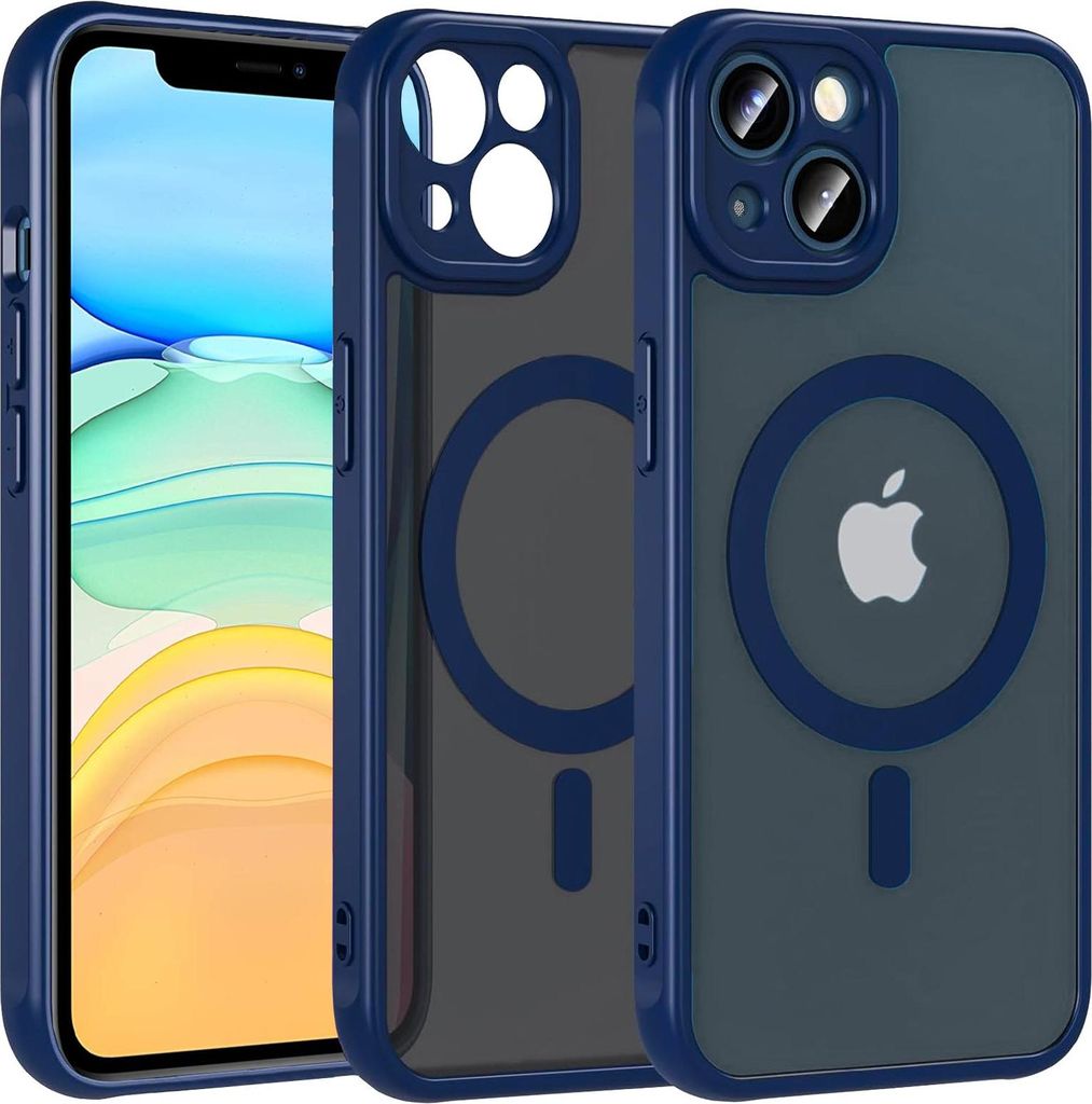 Magnet-Case für iPhone 11 Hülle Magsafe Schutzhülle Stoßfest TPU-Rahmen starker Magnetring, Blau