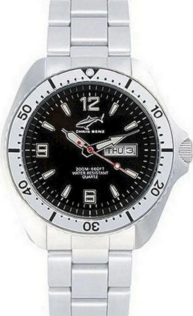 Chris Benz CBO-S-MB-SI Montre de Plongée One Shark Argentée et Bleue