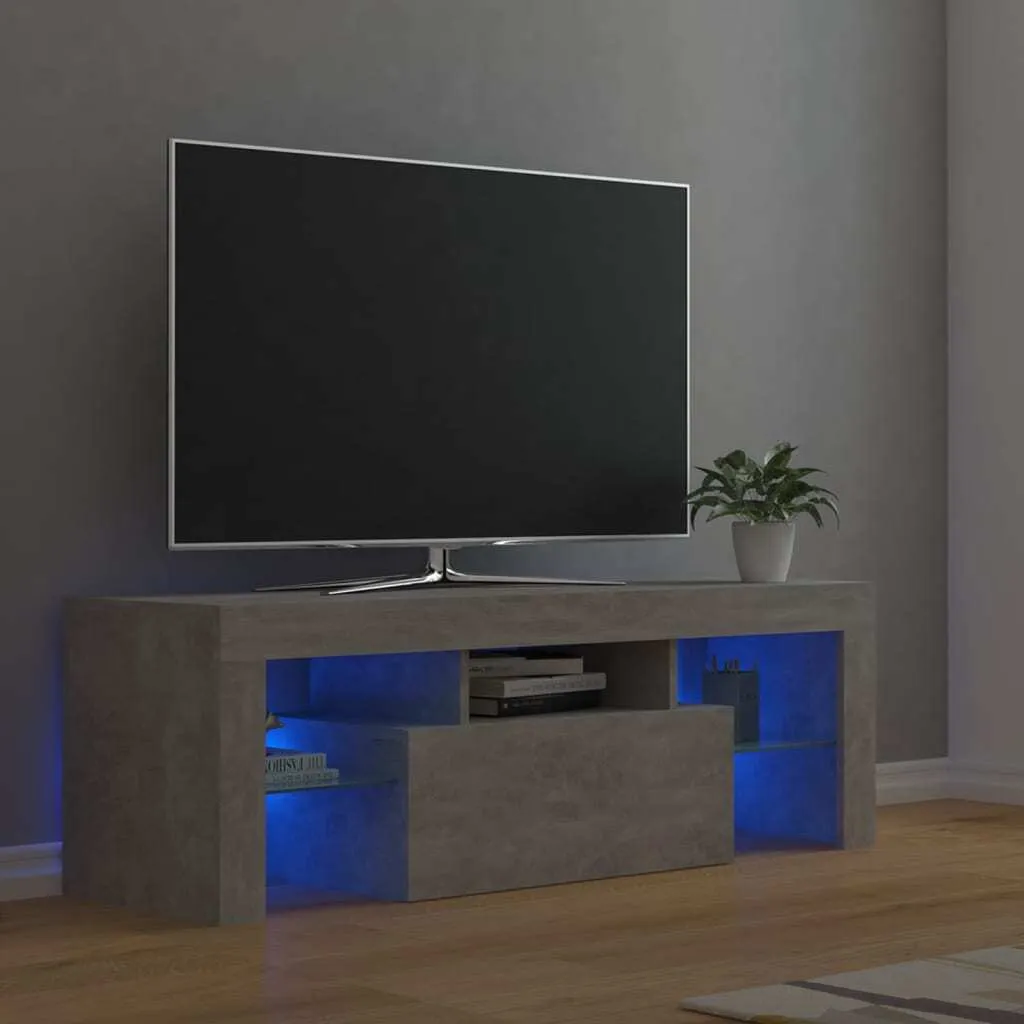 The Living Store Mobile TV con illuminazione LED grigio cemento 120x35x40 cm