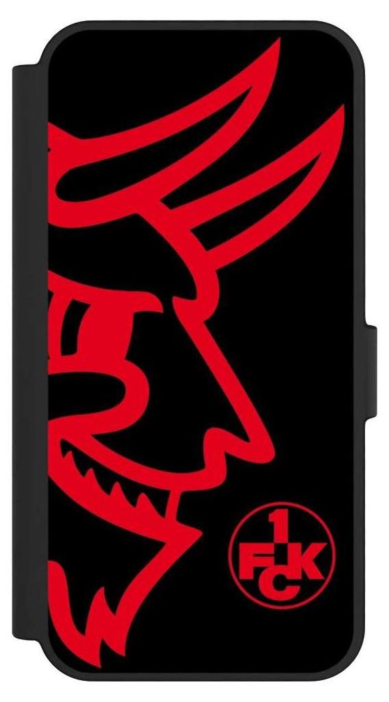 NIVOCASE Klapphülle für Samsung Galaxy S24 FE 5G Handyhülle aus Kunst Leder NIVOflip schwarz 1. FC Kaiserslautern Logo Offizielles Lizenzprodukt