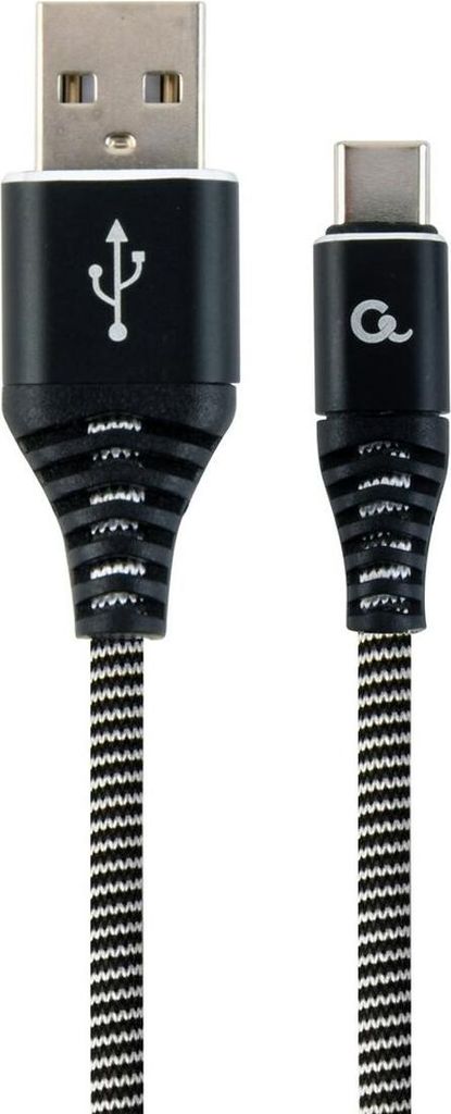 gembird Baumwoll USB-Ladekabel Typ C, 2 m, schwarz/weiß Immagine del prodotto 