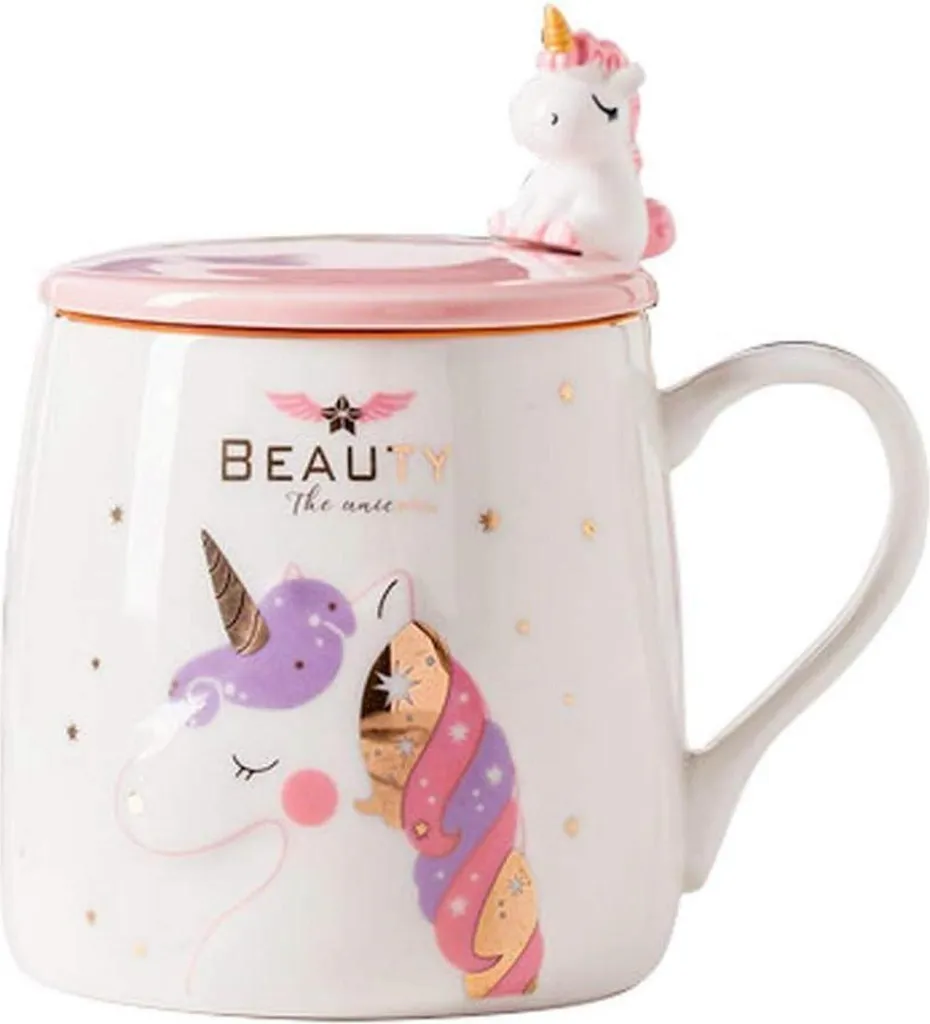 Tazza Ceramica Unicorno 380ml Rosa | Design 3D Mug Colazione