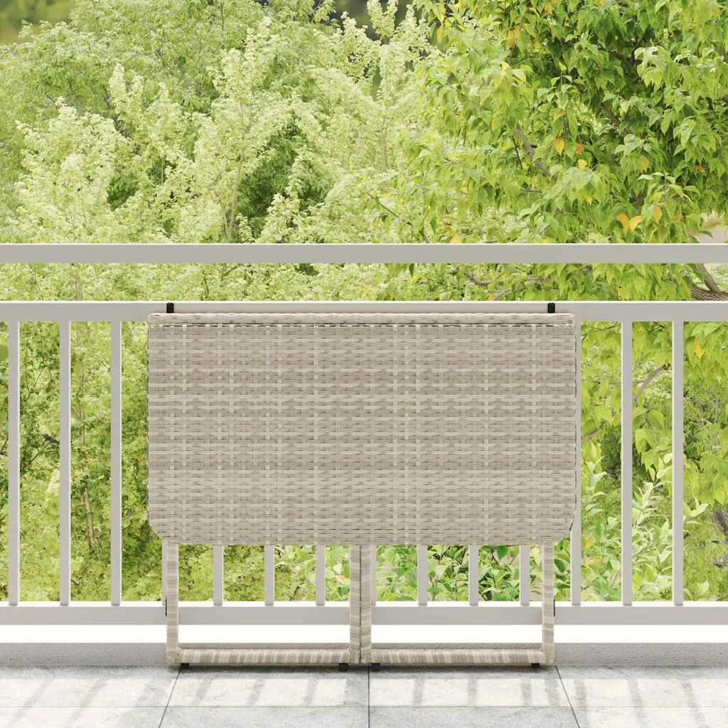 SYFAX™ Tavolo Giardino Pieghevole Grigio Chiaro 90x51x75 cm Polyrattan - 3