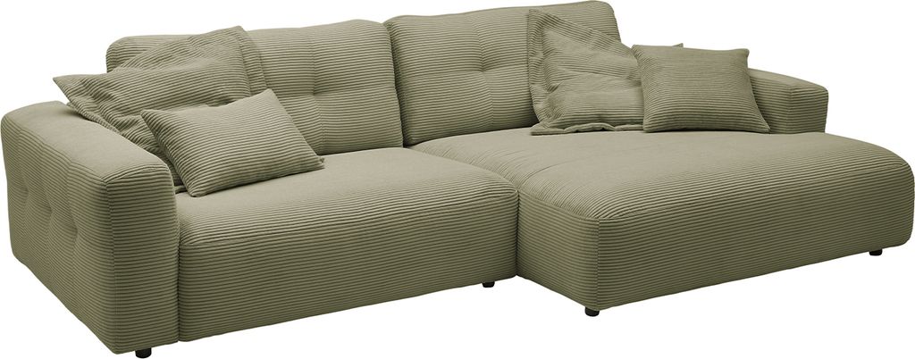 KAWOLA Sofa MIKA Ecksofa Cord olivgrün Longchair rechts