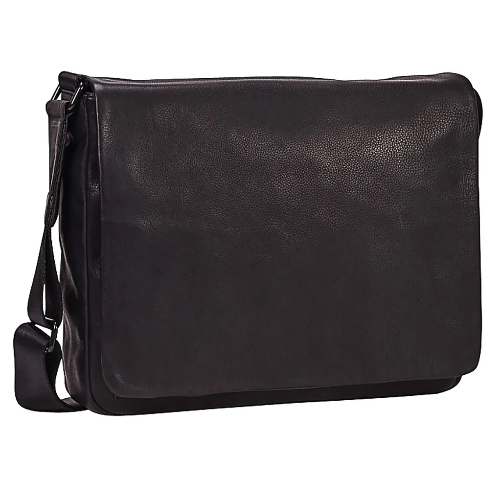 Sac de travail Den Haag Black - Besace bandoulière cuir noir pour bureau