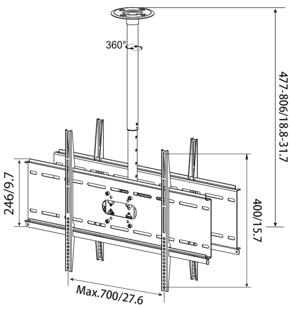 Support plafond double écran 37-60 : libérez votre espace mural