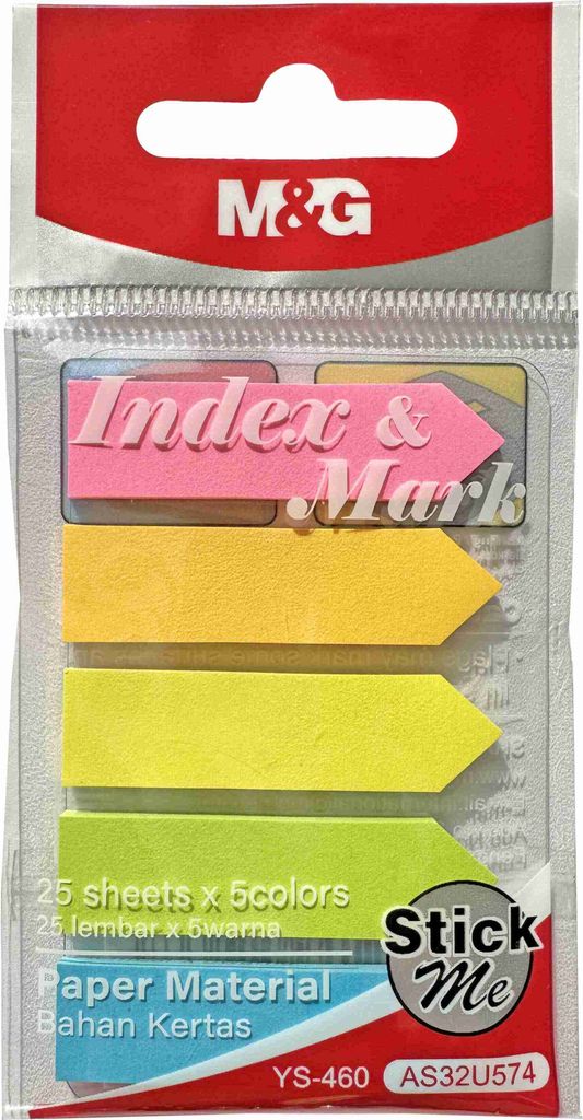 Pfeilregisterkarten 5 Farben, 25 Stück 4,4x2,1 cm M&G Produktbild 