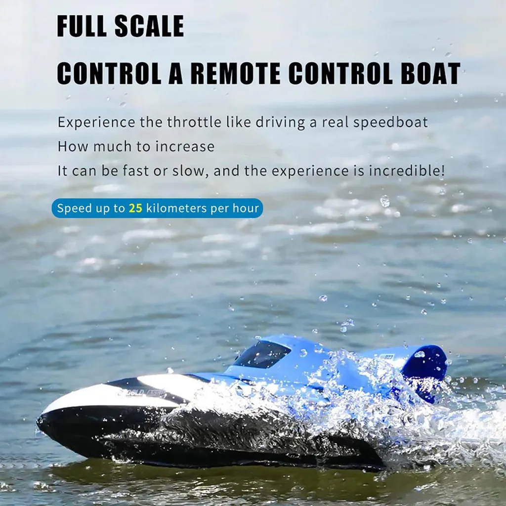 Bateau RC Turbojet pour Lacs et Piscines, 25km/h, 2x Batteries, Brushless